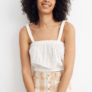 Women Madewell Eyelet Crop Tank Crop Top in Light House Size Medium